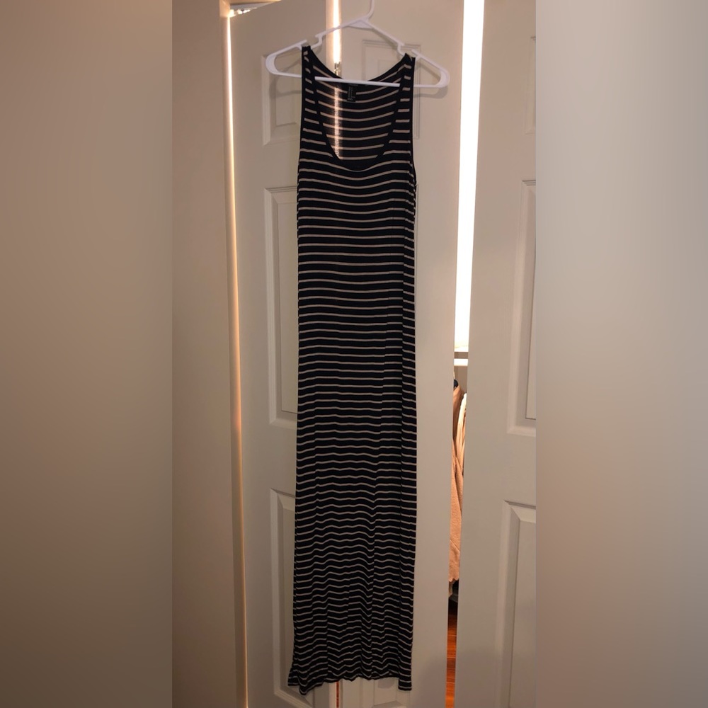 Navy and cream striped maxi-dress!